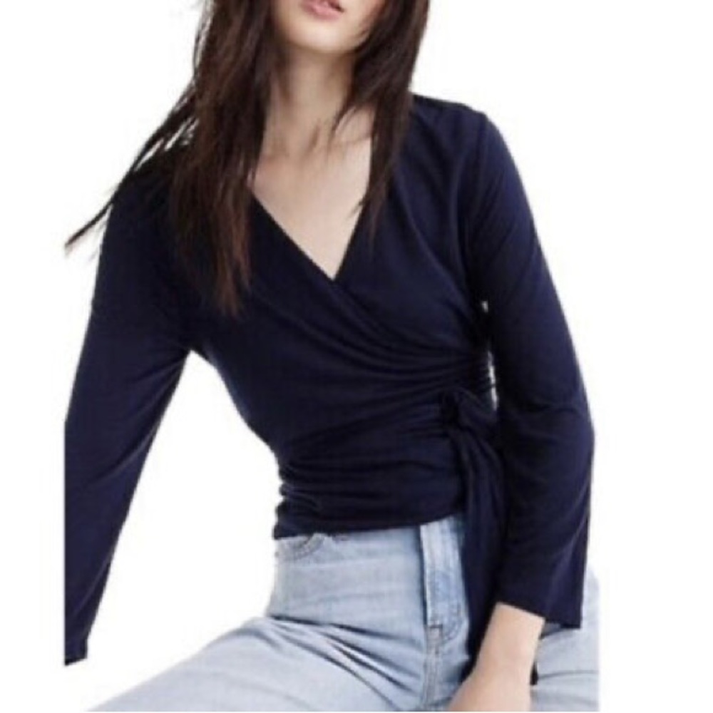 Elegant Navy Wrap Top